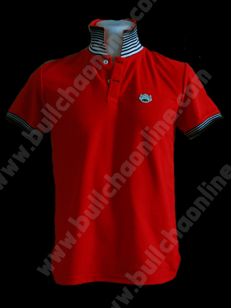 โปโลชายผ้าพื้น สีแดง ปกสองด้าน