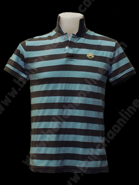 โปโลชายผ้าลาย สีเทาดำ-ฟ้า ปกสกรีน